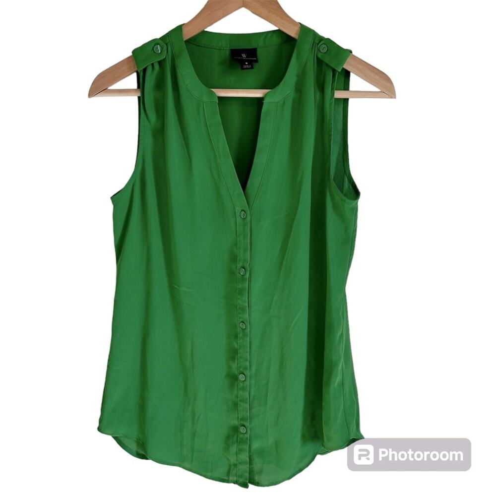 Worthington women’s blouse small green‎ sleeveless